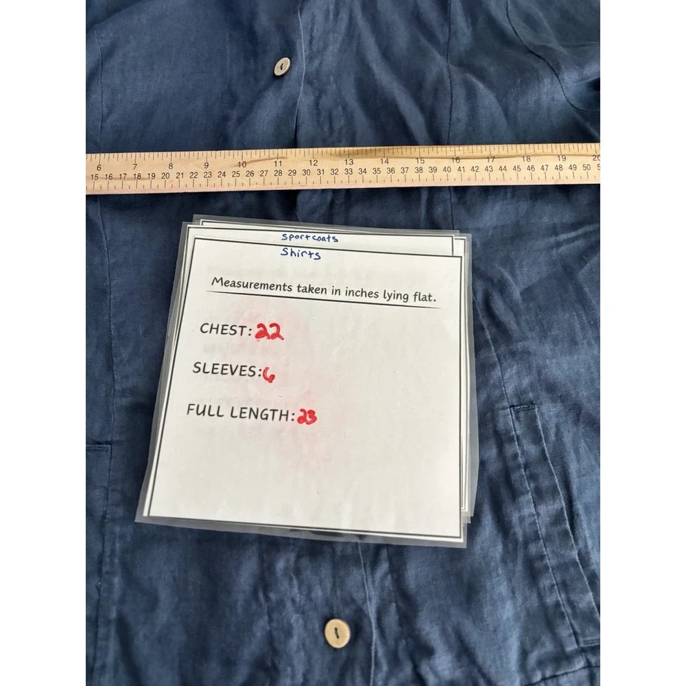 Soft Surroundings Island Breeze Linen Tunic Size L Relaxed Long Slv Pockets Blue - Picture 8 of 9